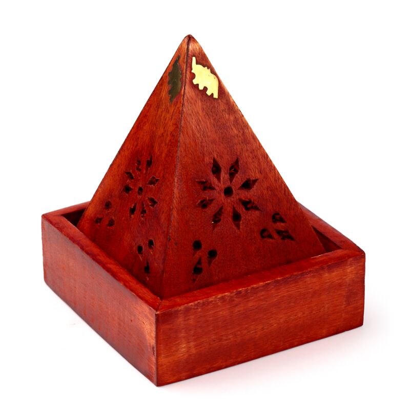Load image into Gallery viewer, Mango hout piramide wierookhouder kegels olifant
