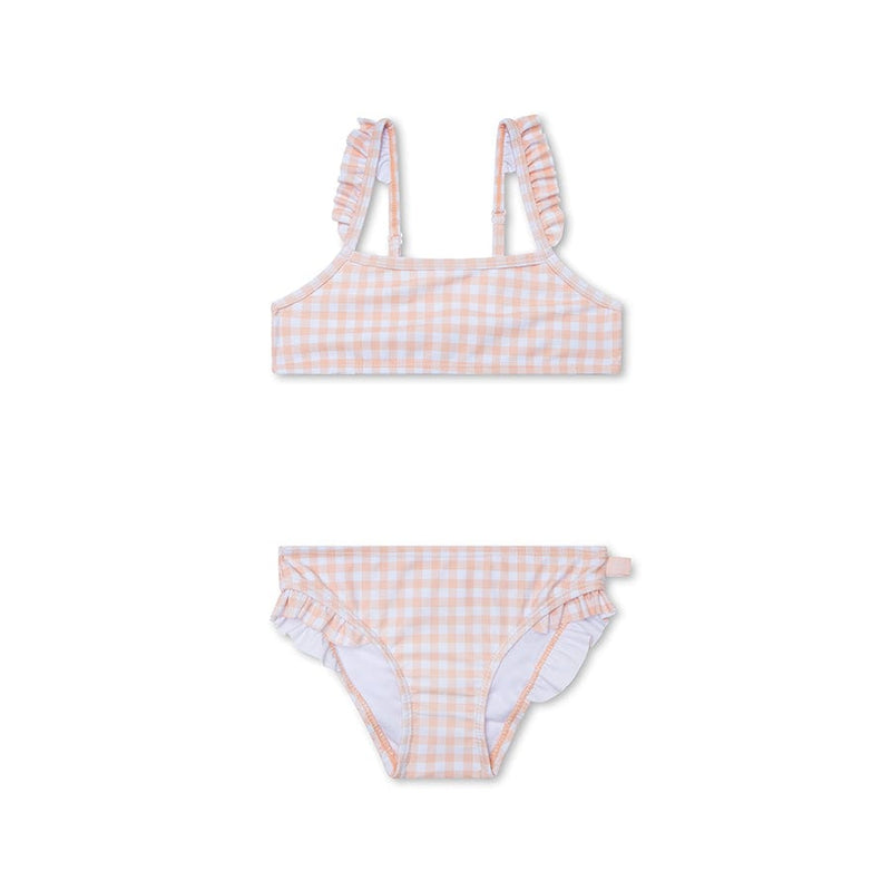 Load image into Gallery viewer, Sunset grid | oranje wit meisjes uv bikini

