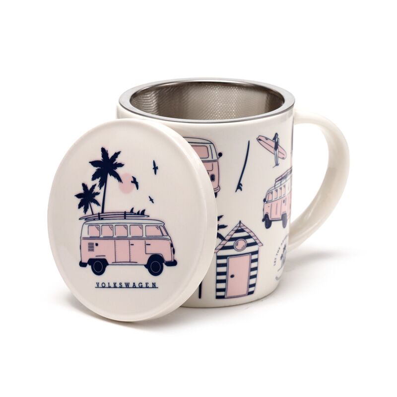 Load image into Gallery viewer, Vw t1 volkswagen busje explore - porselein mok met thee infuser deksel

