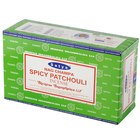 01364 kruidige patchouli - satya nag champa wierook stokjes