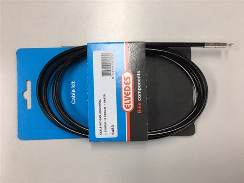 Elvedes Gaskabel universeel 1700mm 2250mm verzinkt zwart (op kaart)