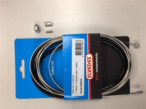 Elvedes kabel uni 2 nippels 2.35m rvs zwart 6444 39rvs
