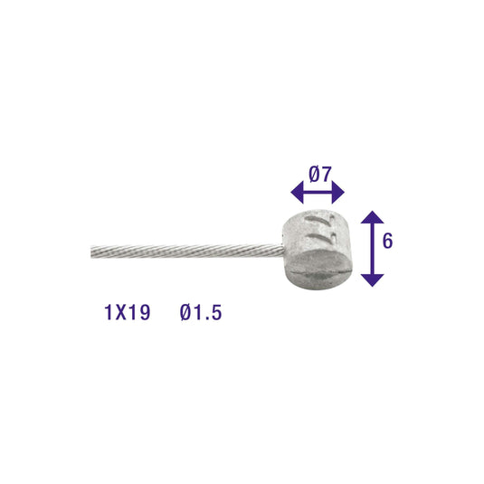 Elvedes rem binnenkabel 2250mm gegalvaniseerd ø1,5mm t-nippel (op kaart)