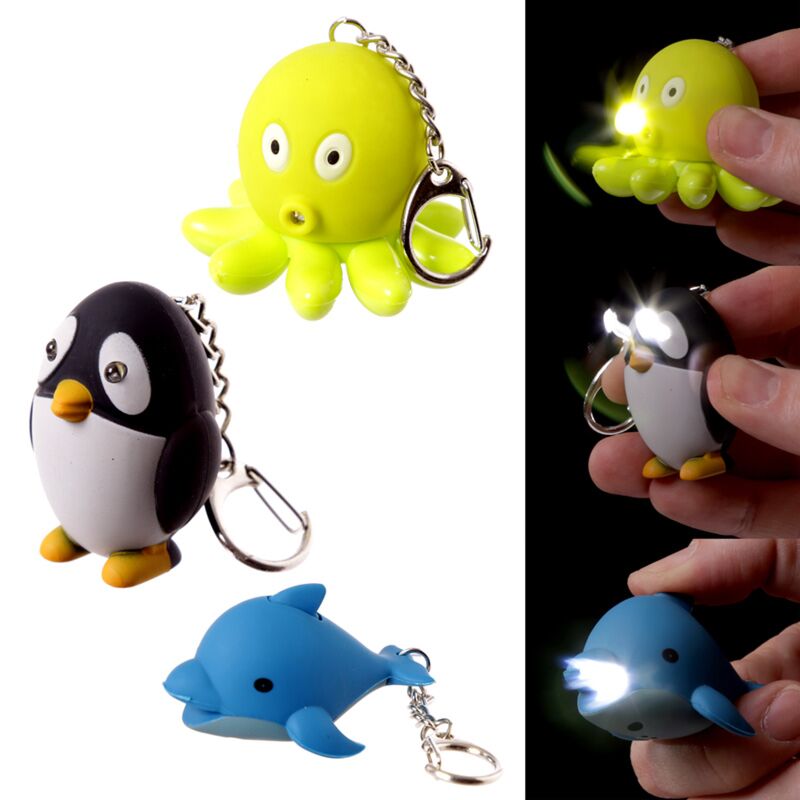 Load image into Gallery viewer, Octopus pinguïn dofijn led sleutelhouder
