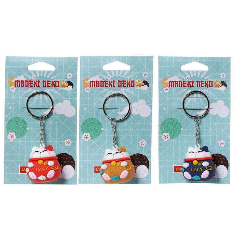 Load image into Gallery viewer, Maneki neko gelukskat 3d pvc sleutelhanger
