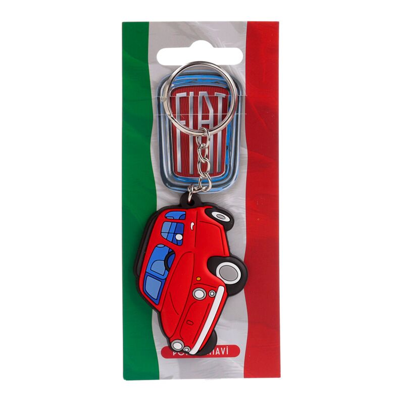 Load image into Gallery viewer, Fiat 500 rood pvc sleutelhanger
