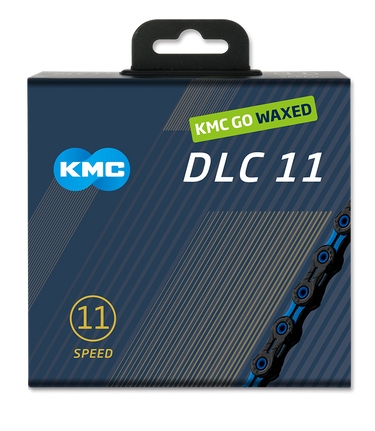 Kmc chain dlc 11 118l box waxed 11-speed black blue
