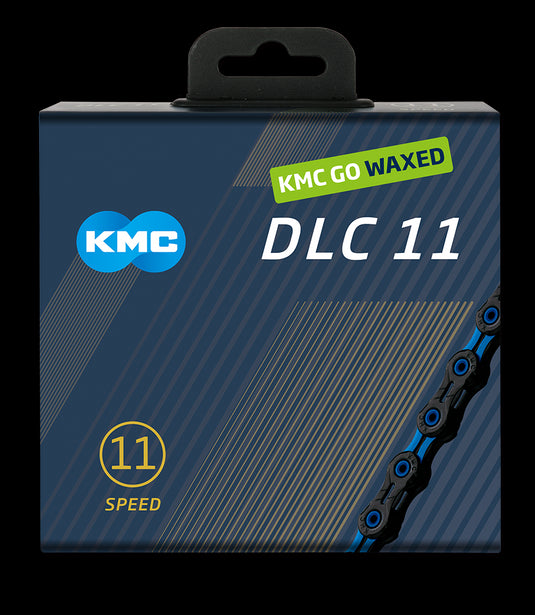 Kmc chain dlc 11 118l box waxed 11-speed black blue