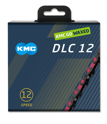 Kmc chain dlc12 126l box waxed 12-speed black pink