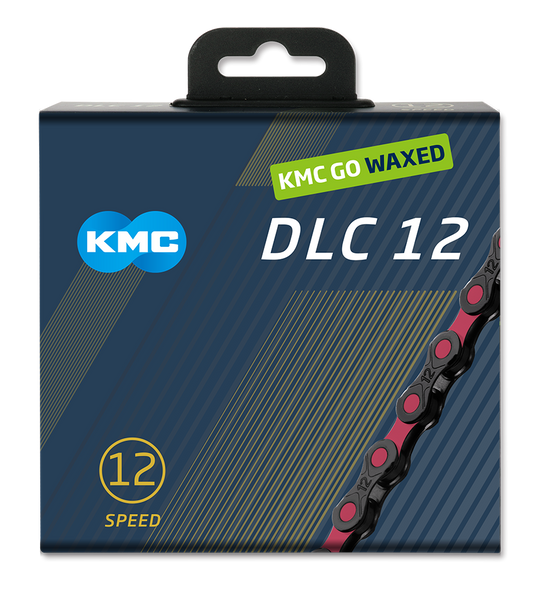 Kmc chain dlc12 126l box waxed 12-speed black pink