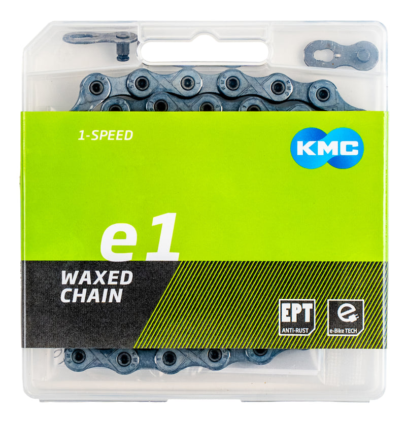 Load image into Gallery viewer, Kmc ketting e1 ept 110l single speed waxed zilver
