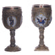 Ridder te paard versus fantasy ridder decoratieve kelk