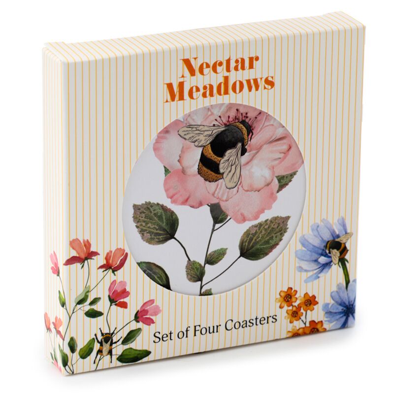 Load image into Gallery viewer, Nectar meadows bij bij set 4 onderzetters
