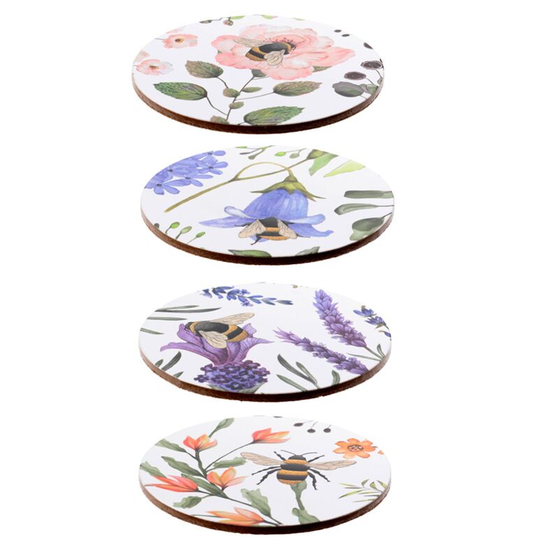 Load image into Gallery viewer, Nectar meadows bij bij set 4 onderzetters
