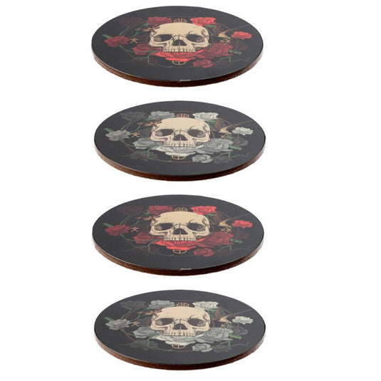 Schedel rozen set 4 onderzetters