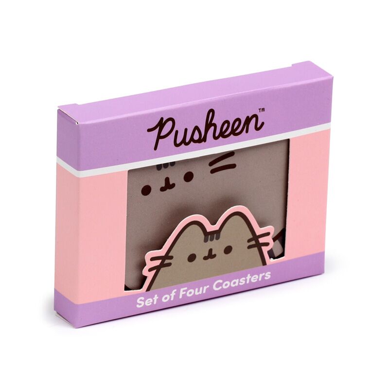 Load image into Gallery viewer, Union pusheen de kat set 4 gevormde onderzetters
