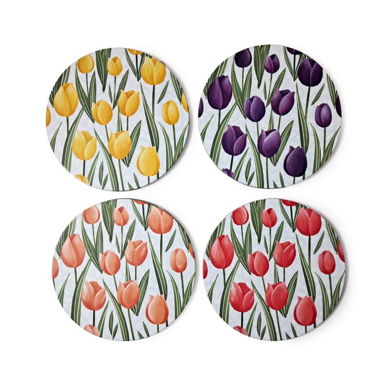 Load image into Gallery viewer, Tulpen set 4 onderzetters
