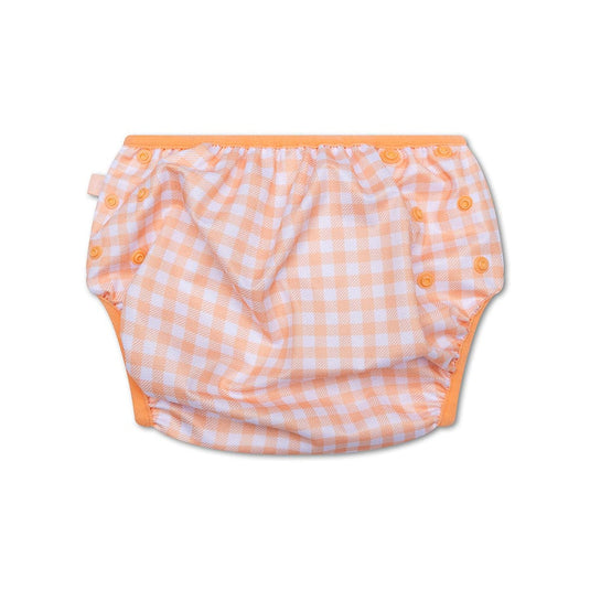 Sunset grid | oranje wit wasbare zwemluier