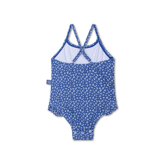 Leopard | blauw meisjes uv badpak