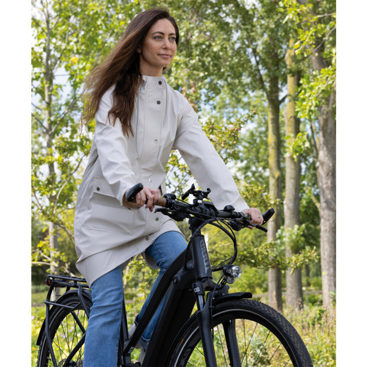 Mirage regenjas rainfall trenchcoat - maat l - gemaakt van polyester soft touch - off white