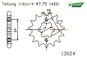Aprilia voortandwiel rx 50 15t esjot 13024-15
