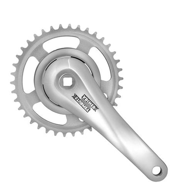 SunRace crankset 38T, cranklengte 170mm. zilver, alumnium, spieloos. 95mm cover. 0mm diepte