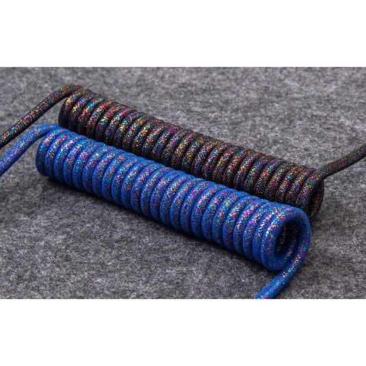 Keychron Premium Coiled Aviator Cable Rainbow Plated Blue