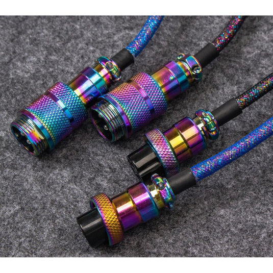 Keychron Premium Coiled Aviator Cable Rainbow Plated Blue