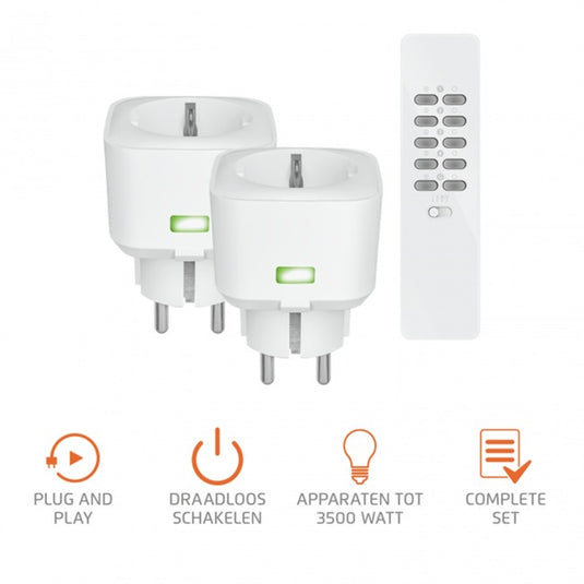 KlikAanKlikUit ACC2-3500R Compacte Stopcontactschakelaarset