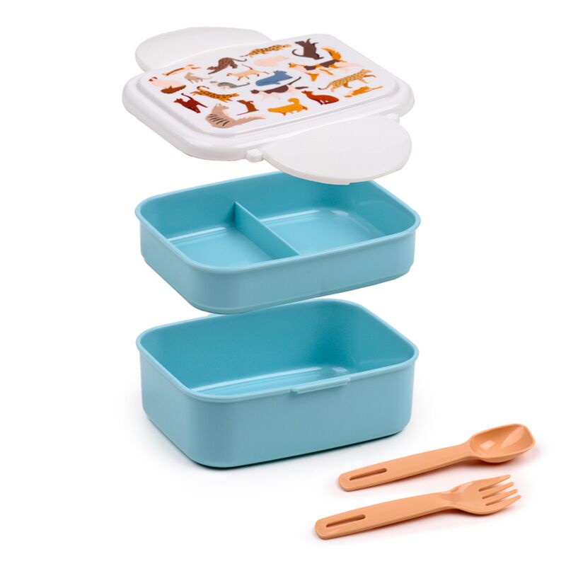 Load image into Gallery viewer, Feline fine kat clip bento box lunchtrommel met bestek
