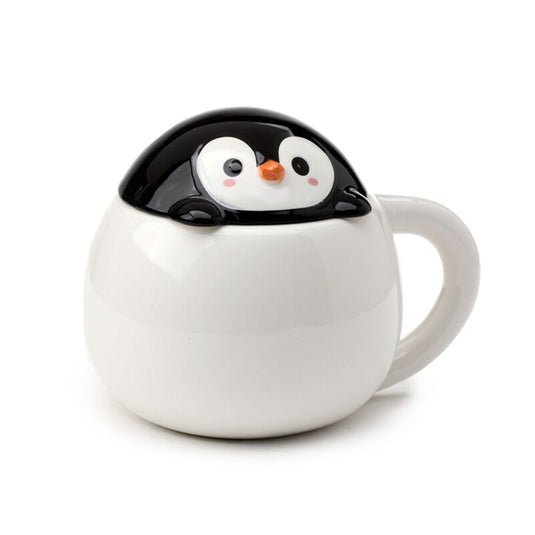 Huddle penguïn deksel gevormde keramiek mok