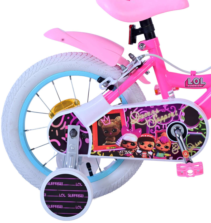 Afbeelding laden in galerijviewer, Lol surprise kinderfiets - meisjes - 14 inch - roze - twee handremmen
