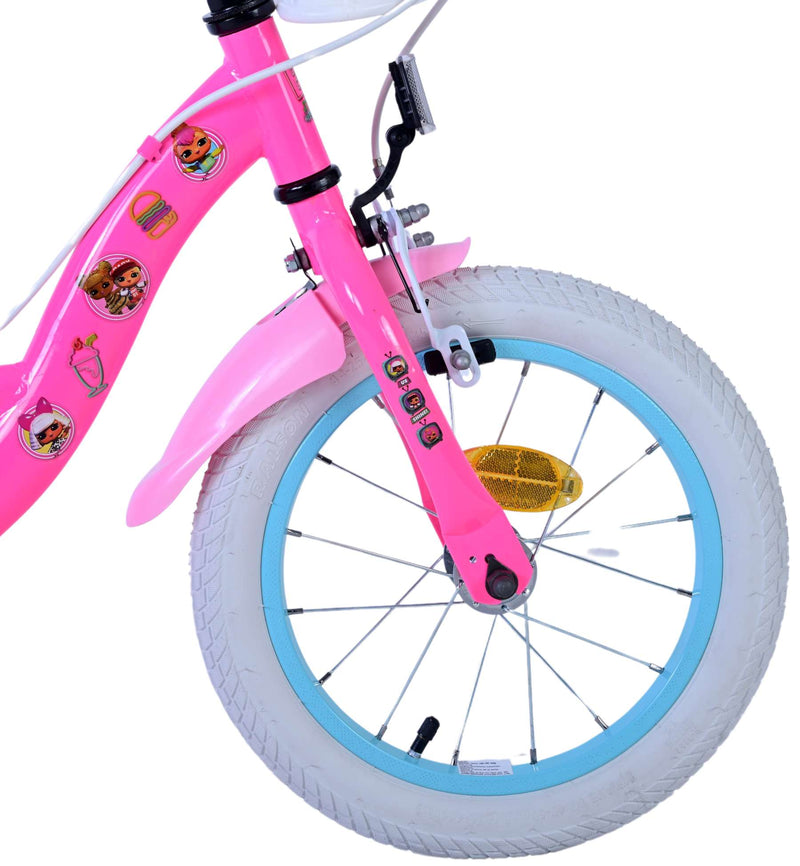 Afbeelding laden in galerijviewer, Lol surprise kinderfiets - meisjes - 14 inch - roze - twee handremmen
