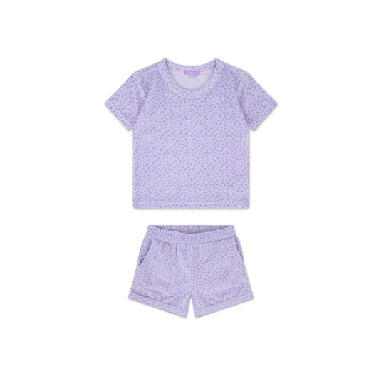 Leopard | lila meisjes set strand - muslin