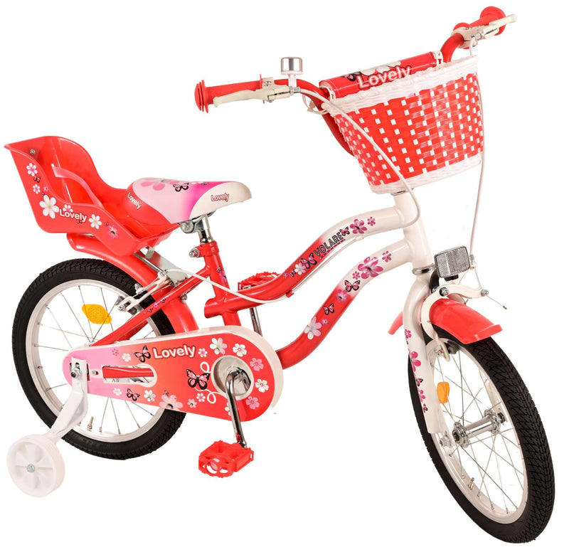 Load image into Gallery viewer, Volare Lovely Kinderfiets - Meisjes - 16 inch - Rood Wit - Twee Handremmen
