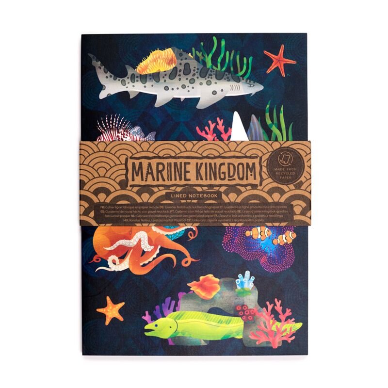 Load image into Gallery viewer, Marine kingdom gerecycled a5 gelinieerd notitieboekje
