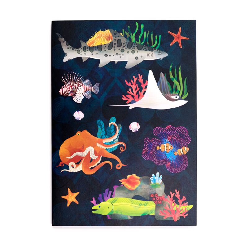 Load image into Gallery viewer, Marine kingdom gerecycled a5 gelinieerd notitieboekje
