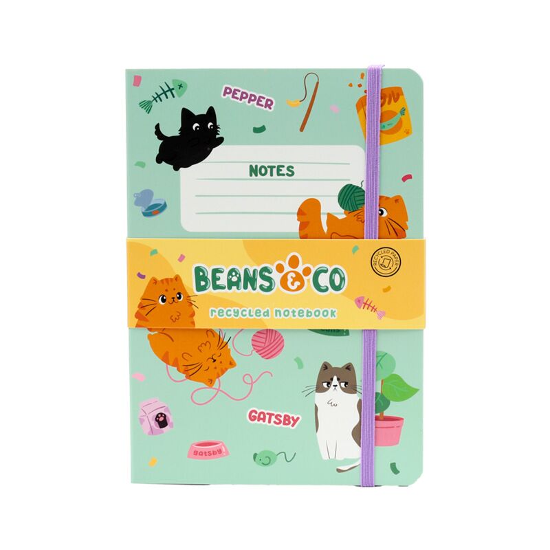 Load image into Gallery viewer, Beans co katten gerecycled a5 gelinieerd notitieboekje
