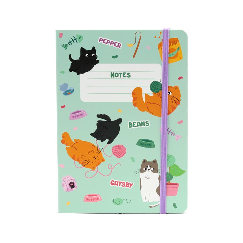 Load image into Gallery viewer, Beans co katten gerecycled a5 gelinieerd notitieboekje
