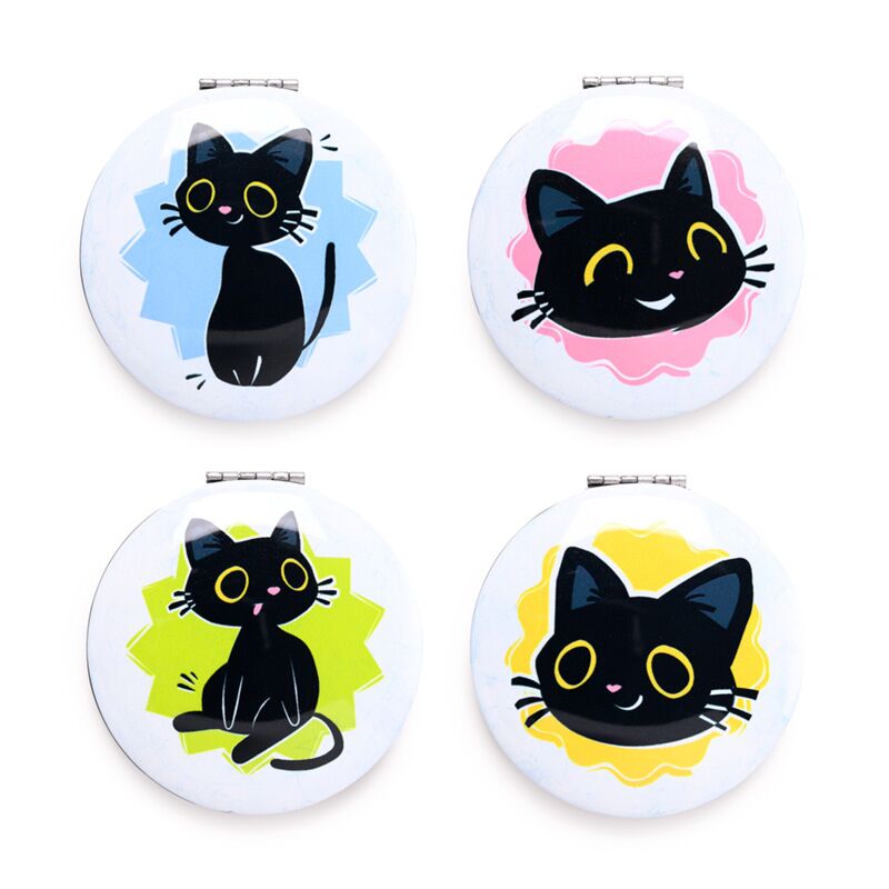 Load image into Gallery viewer, Lucky de zwarte kat compact make up spiegeltje
