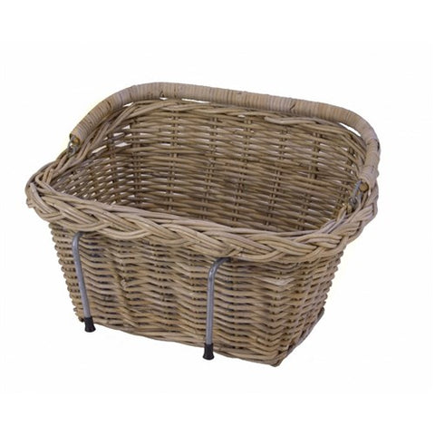 Pit-wicker handlebar basket rectangle luxury grey