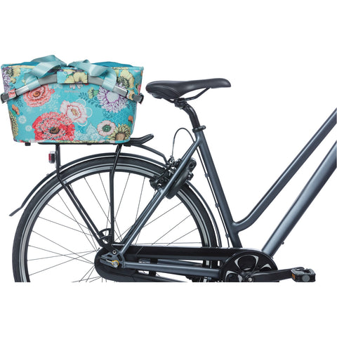 basil bloom field carry all mik – bicycle basket – on the back - blue