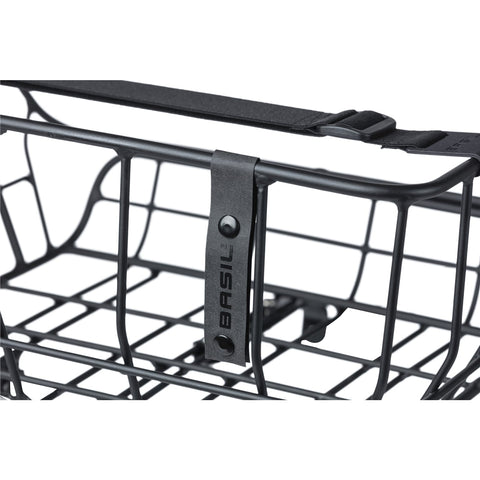 basil portland - bicycle basket - front - matt black