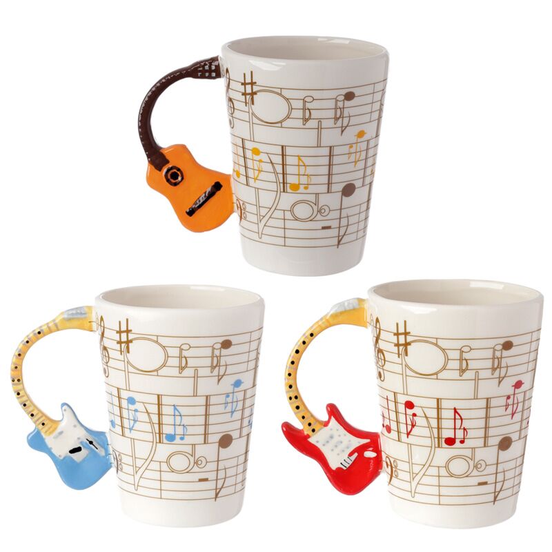 Load image into Gallery viewer, Ted smith muziekblad gitaar - gevormd handvat keramiek mok
