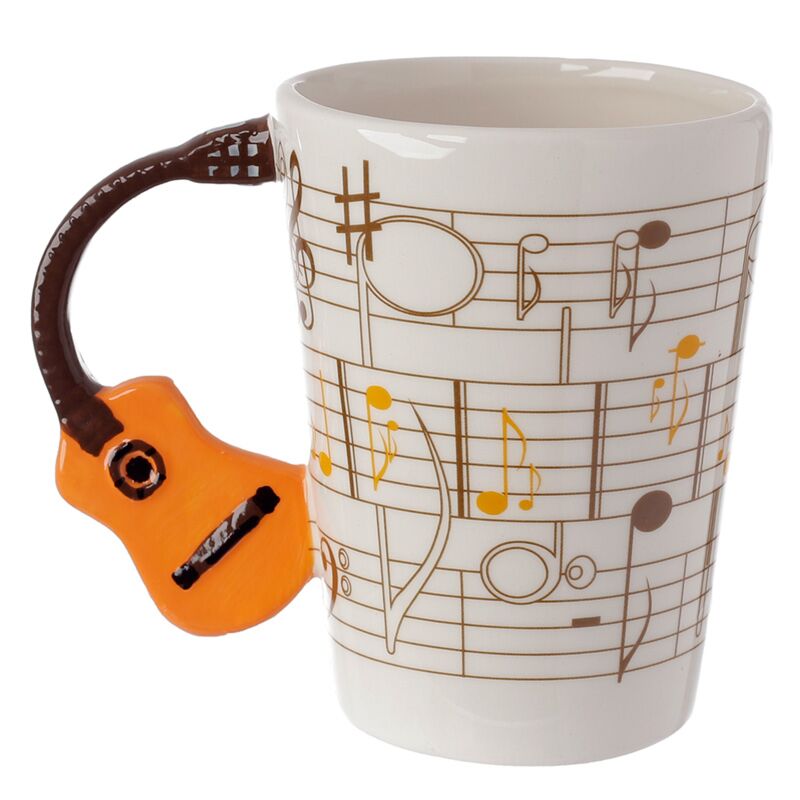 Load image into Gallery viewer, Ted smith muziekblad gitaar - gevormd handvat keramiek mok

