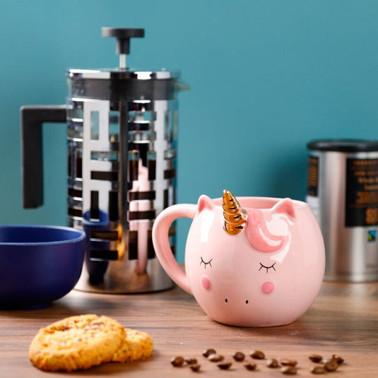 Roze betoverde regenboog eenhoorn-vormige mok