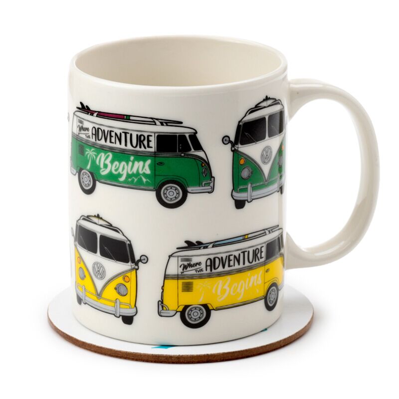 Load image into Gallery viewer, Vw t1 volkswagen busje porselein mok onderzetter
