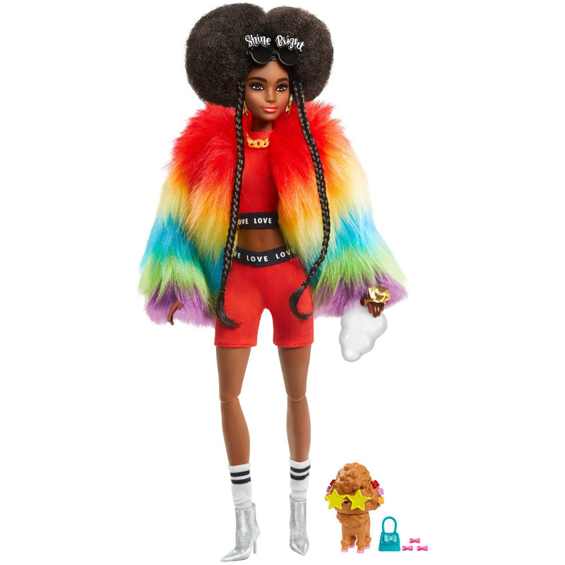 Load image into Gallery viewer, Mattel Extra Doll 1 Rainbow Coat with Pet Poodle
