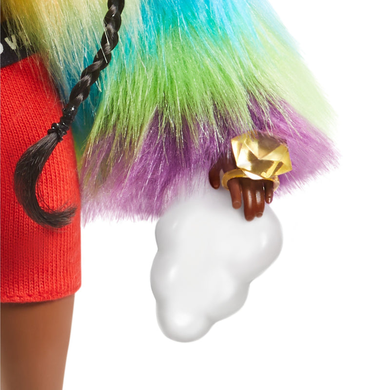 Load image into Gallery viewer, Mattel Extra Doll 1 Rainbow Coat with Pet Poodle
