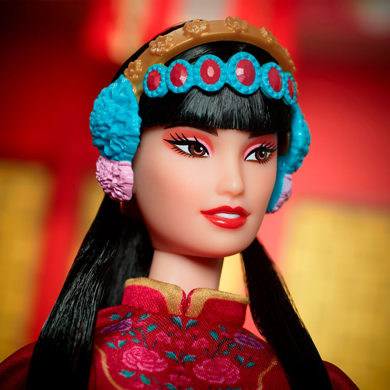 Load image into Gallery viewer, Mattel Signature Lunar Nieuwjaar Pop in rood bloemig gewa
